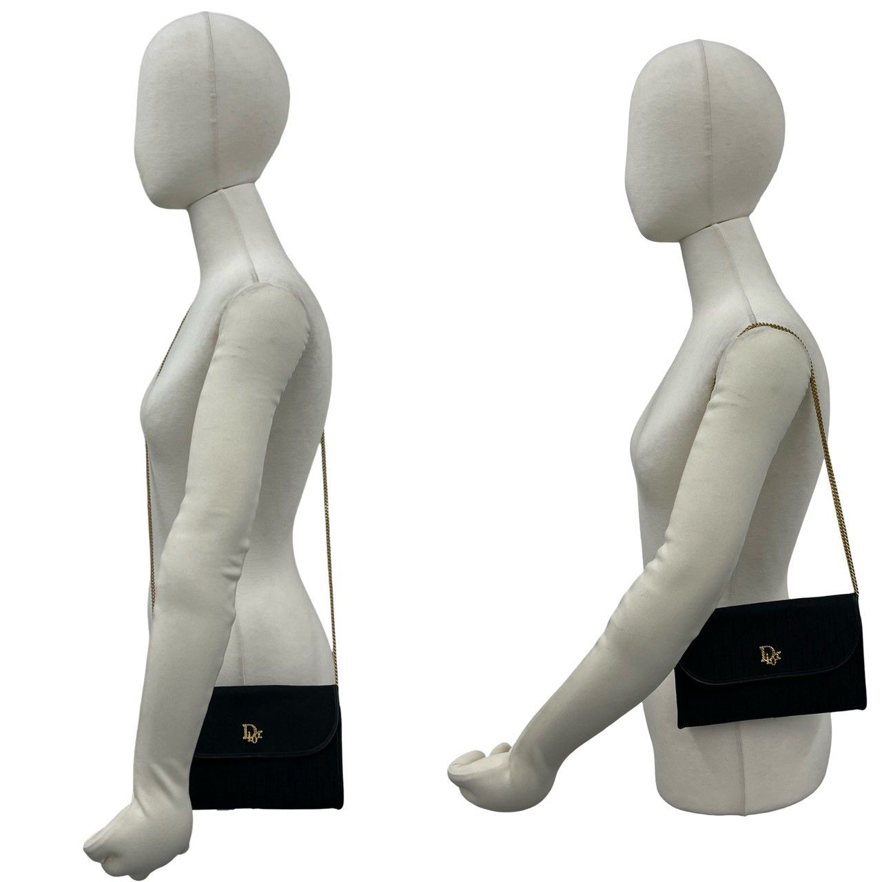 Dior Trotter Pattern Logo Canvas Leather Chain Mini Shoulder Bag Black — view 2