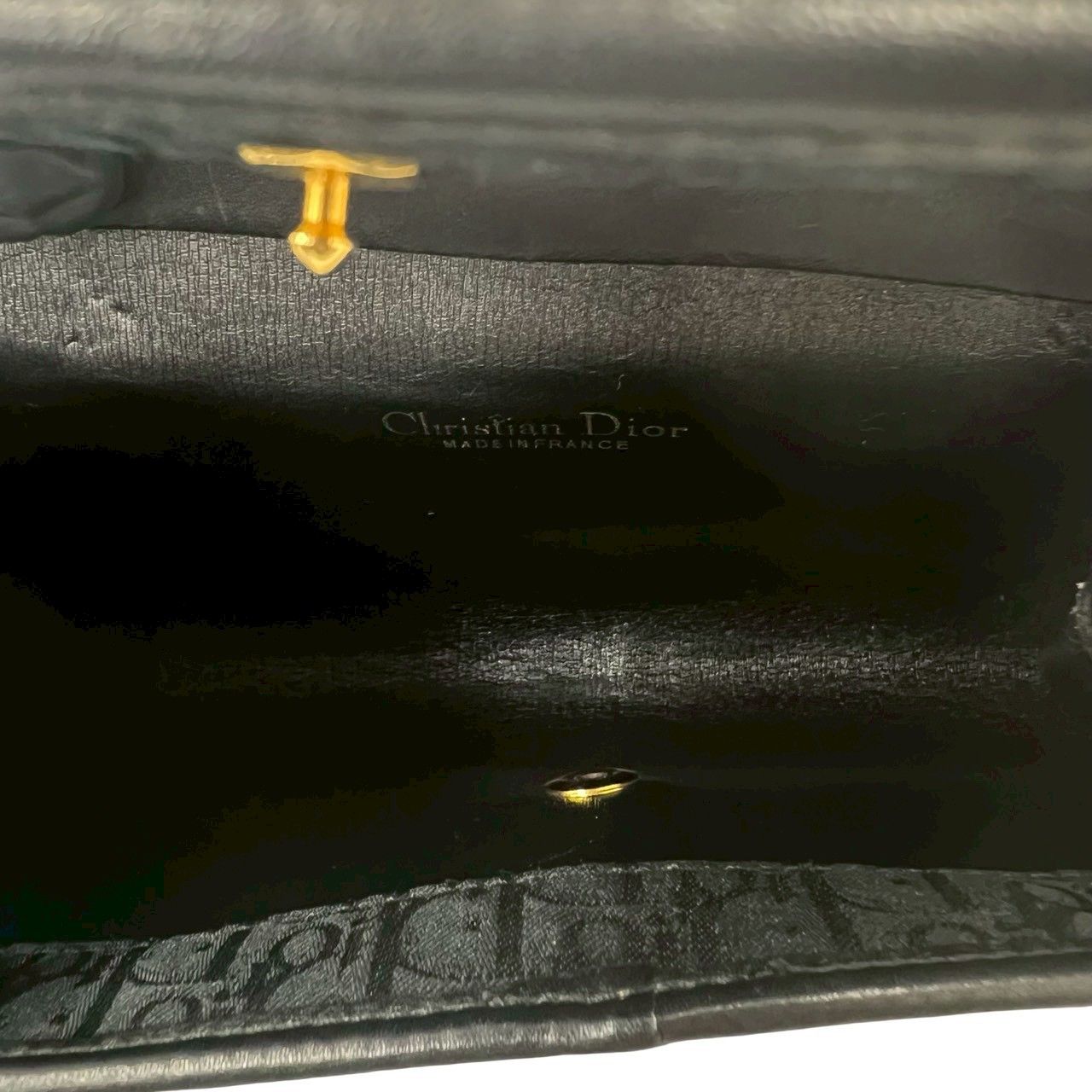 Dior Trotter Pattern Logo Canvas Leather Chain Mini Shoulder Bag Black — view 9