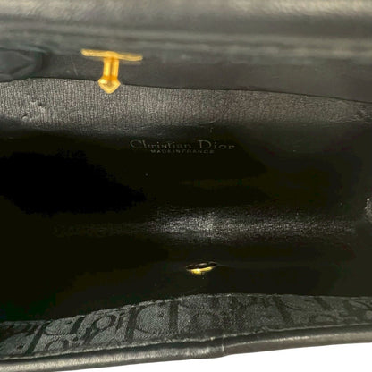 Dior Trotter Pattern Logo Canvas Leather Chain Mini Shoulder Bag Black — view 9