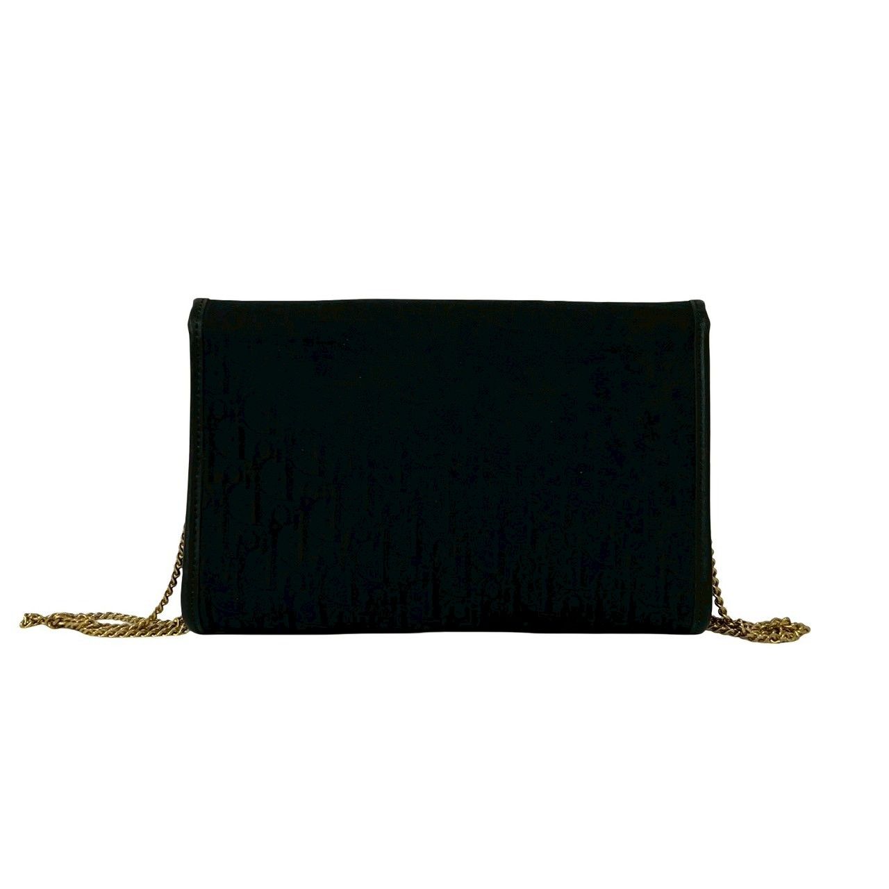 Dior Trotter Pattern Logo Canvas Leather Chain Mini Shoulder Bag Black — view 3