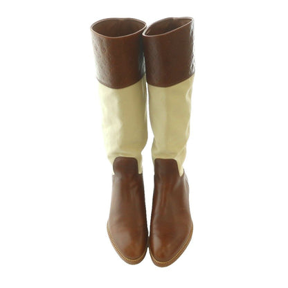 Louis Vuitton Monogram Long Boots Leather Canvas 35 Brown Ivory SS — view 5