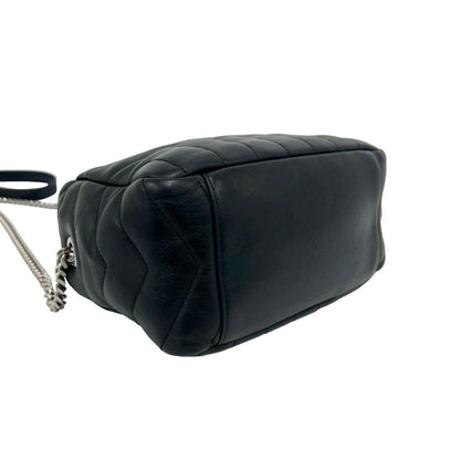 Saint Laurent Paris Lou Bowling Quilted Leather Chain Shoulder Bag Black — view 7
