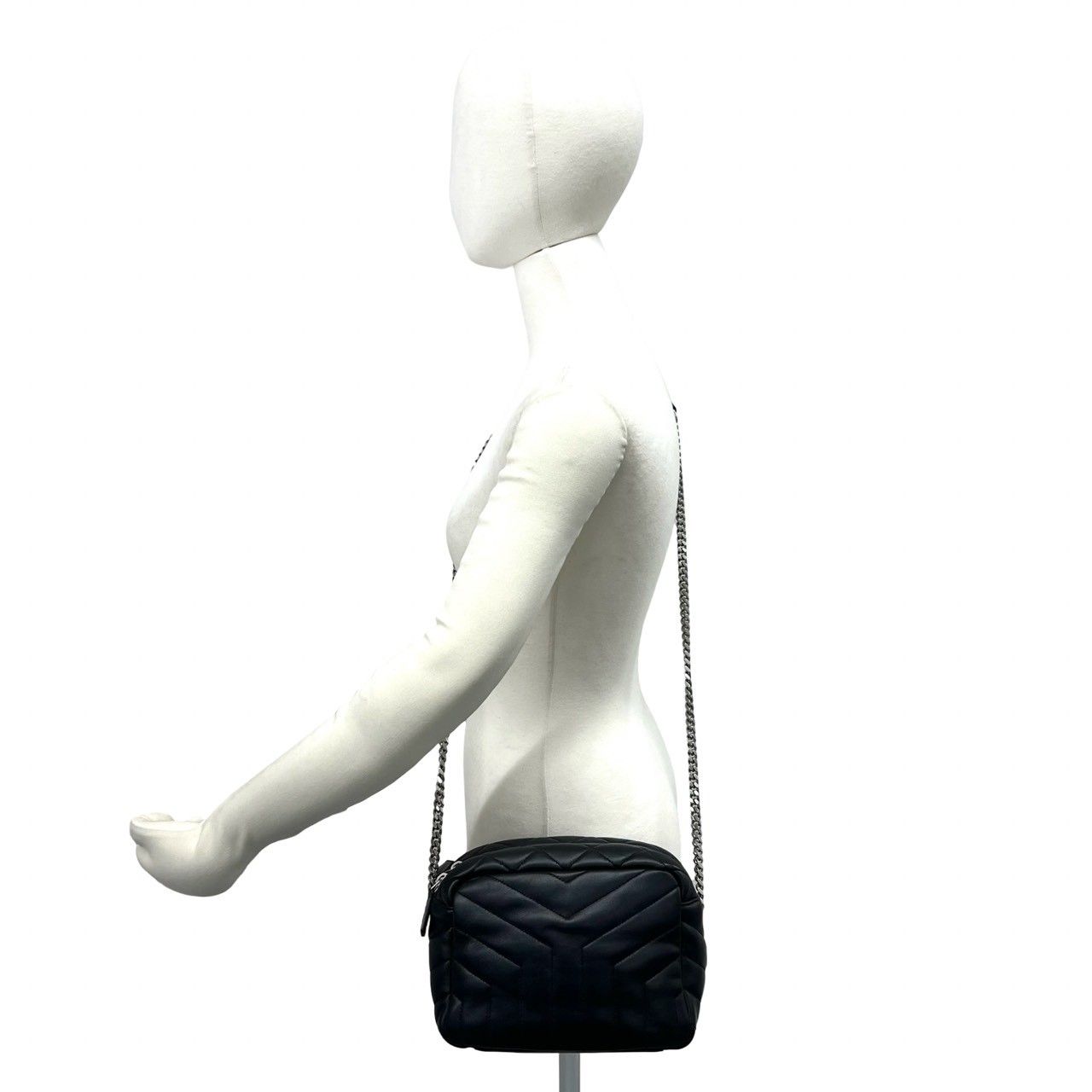 Saint Laurent Paris Lou Bowling Quilted Leather Chain Shoulder Bag Black — view 2