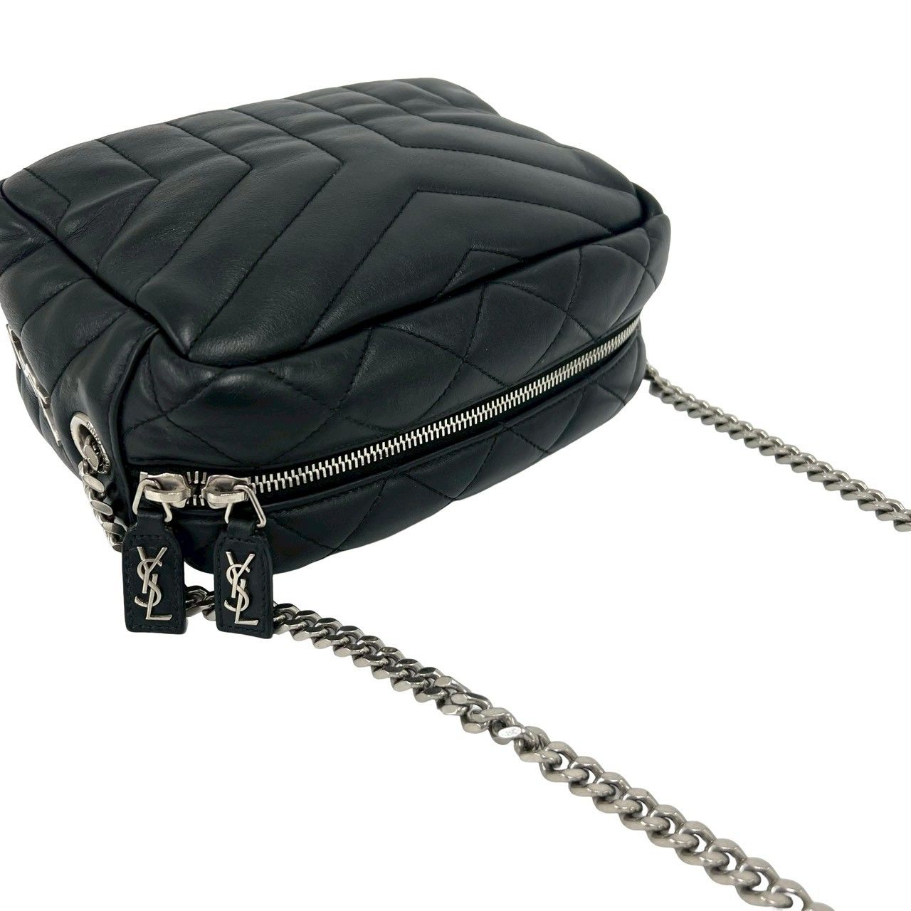 Saint Laurent Paris Lou Bowling Quilted Leather Chain Shoulder Bag Black — view 4