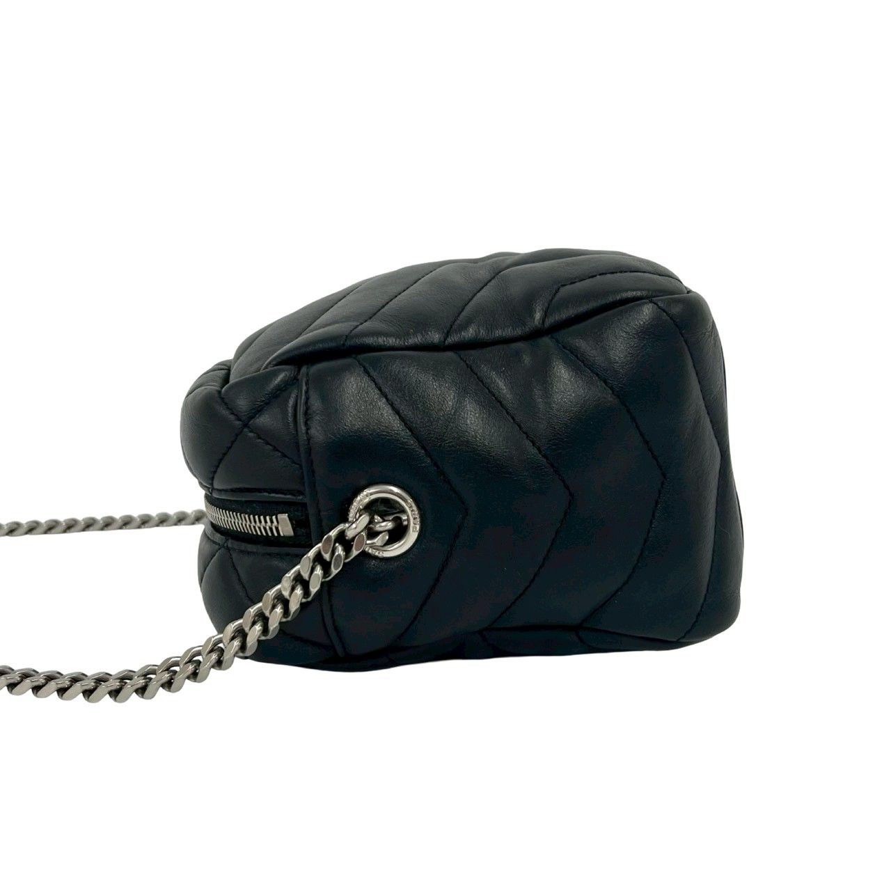 Saint Laurent Paris Lou Bowling Quilted Leather Chain Shoulder Bag Black — view 5