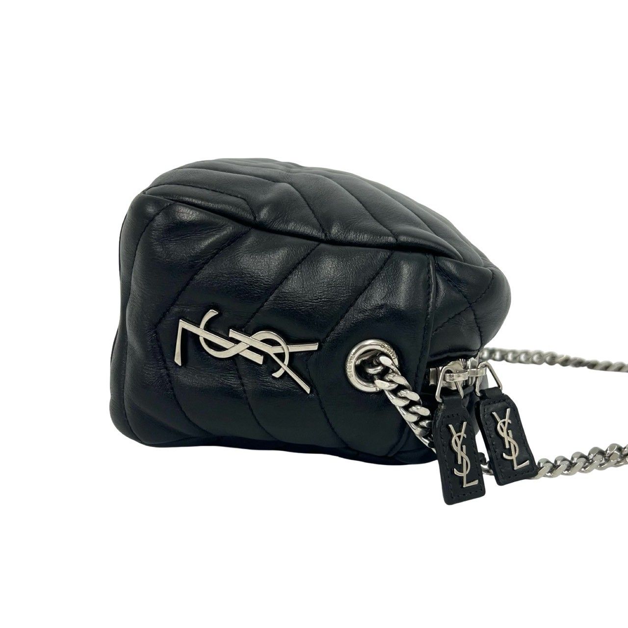 Saint Laurent Paris Lou Bowling Quilted Leather Chain Shoulder Bag Black — view 6