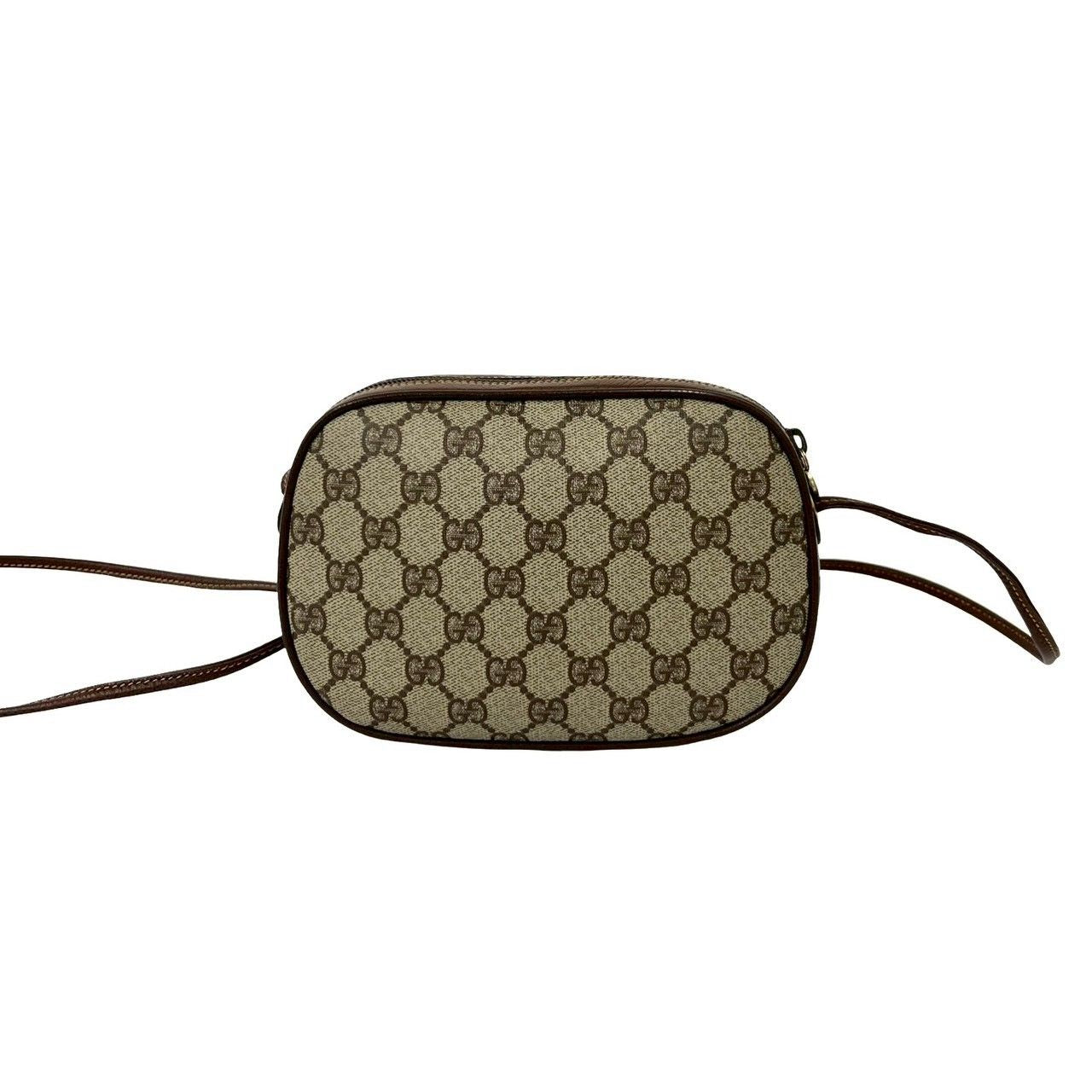 Gucci Vintage Sherry Line GG Logo Leather Mini Shoulder Bag Brown — view 3