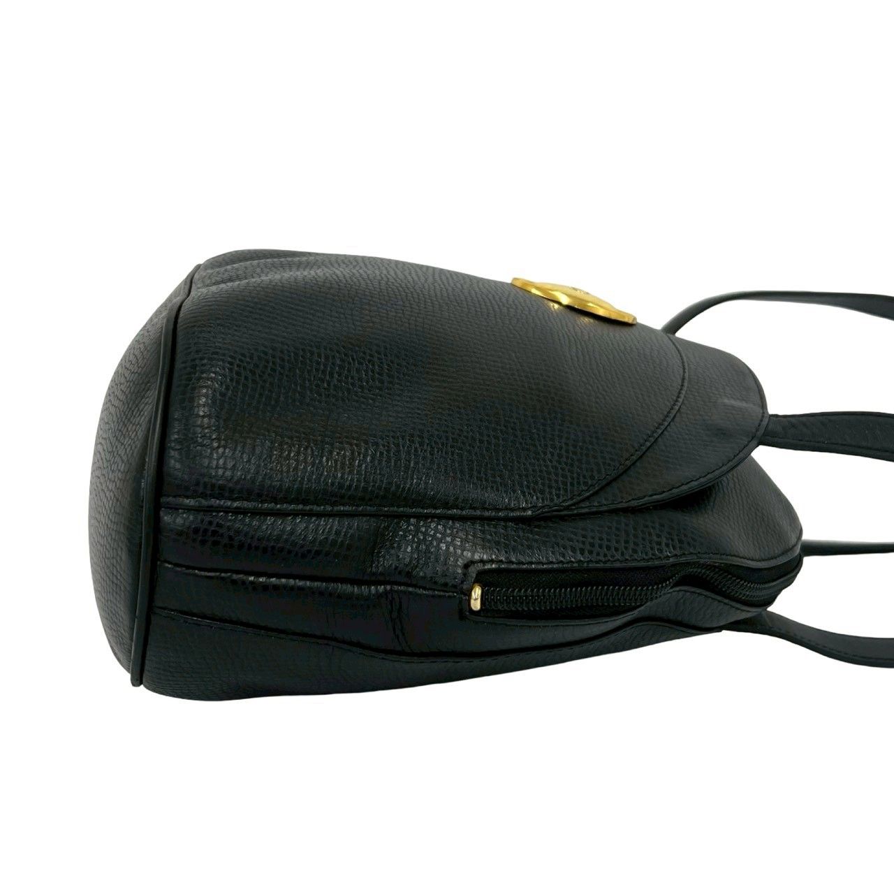 Dior Vintage CD Logo Leather Tote Shoulder Bag Black — view 6