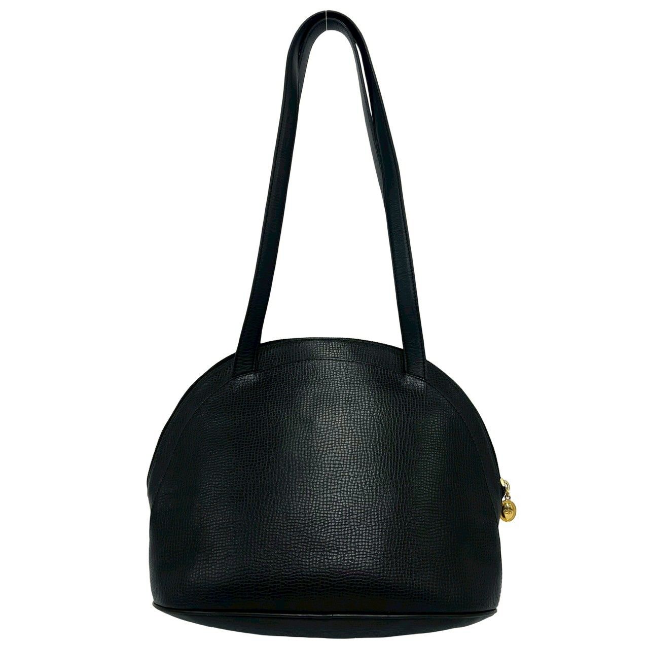 Dior Vintage CD Logo Leather Tote Shoulder Bag Black — view 3