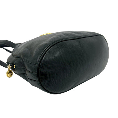 Dior Vintage CD Logo Leather Tote Shoulder Bag Black — view 7