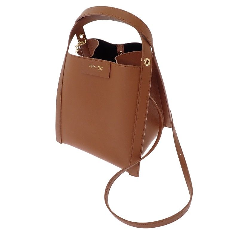 Celine Small Cubo 2-Way Shoulder Bag Calf Brown Soft Tan Gold — view 8