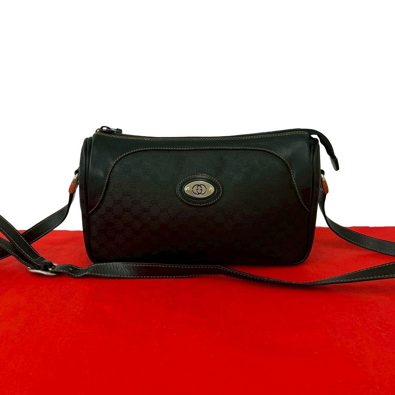Gucci Vintage Micro GG Logo Leather Mini Shoulder Bag Pochette Black