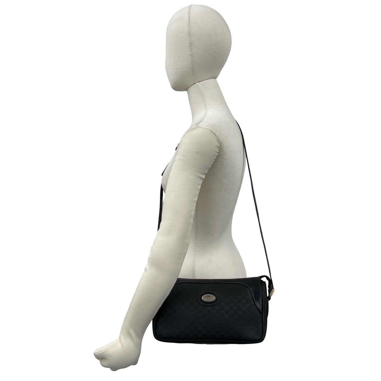 Gucci Vintage Micro GG Logo Leather Mini Shoulder Bag Pochette Black — view 2