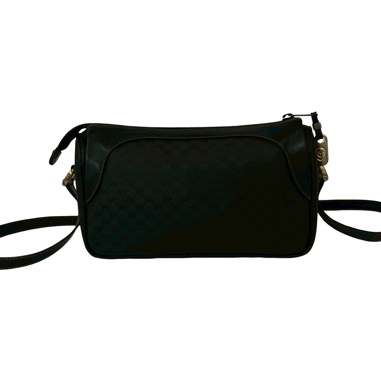 Gucci Vintage Micro GG Logo Leather Mini Shoulder Bag Pochette Black — view 3