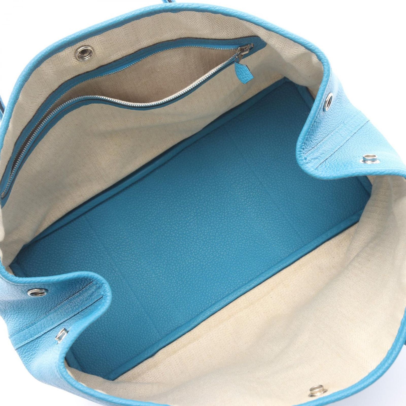 Hermes Tote Garden Party PM Blue Zanzibar Leather — view 3
