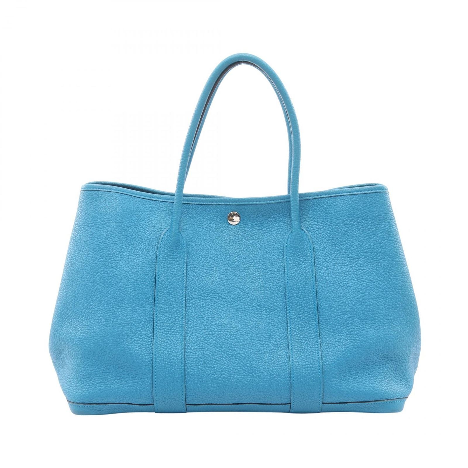Hermes Tote Garden Party PM Blue Zanzibar Leather