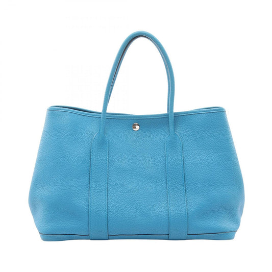 Hermes Tote Garden Party PM Blue Zanzibar Leather