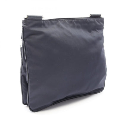 Prada Shoulder Bag Triangle Logo Navy Nylon Saffiano Leather — view 2