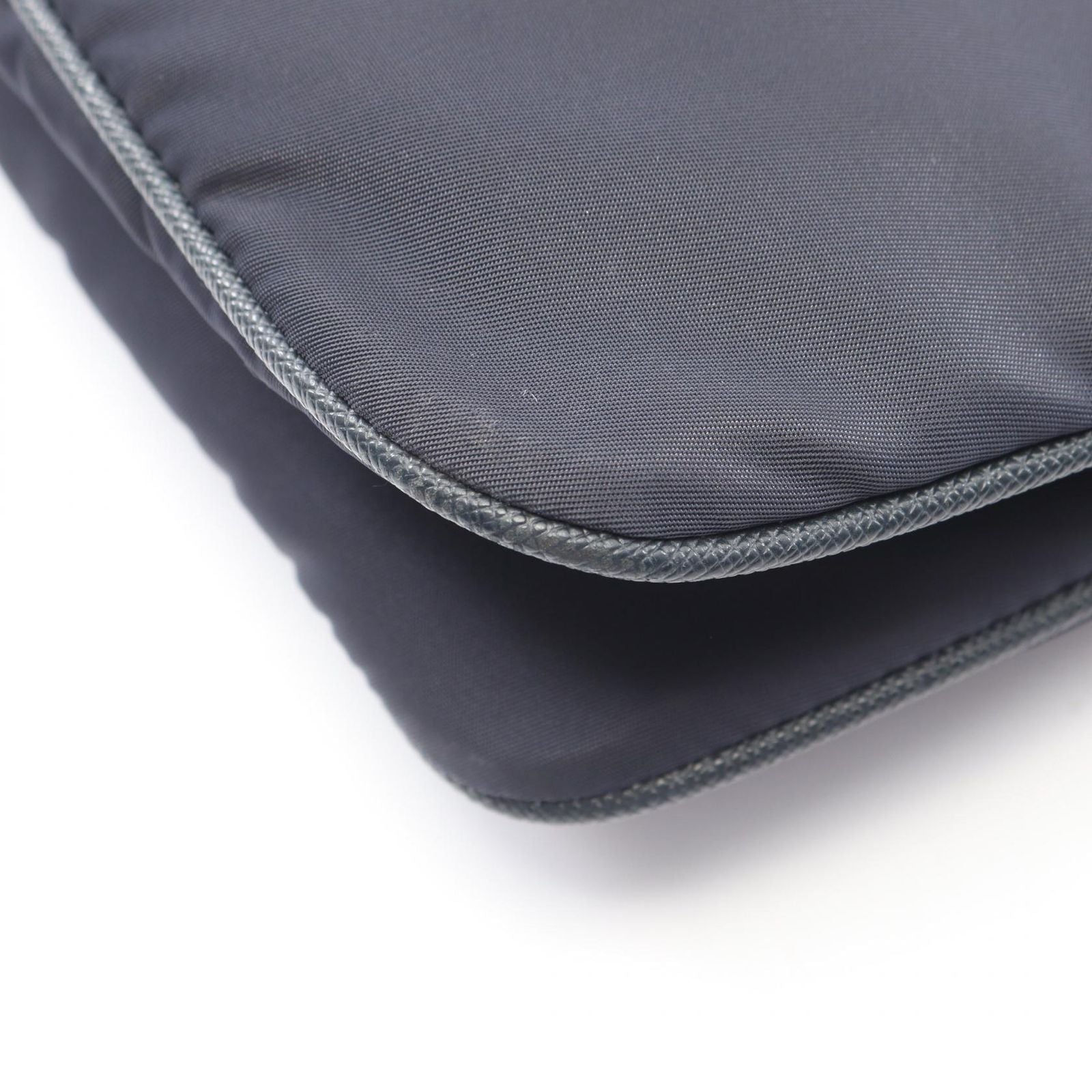 Prada Shoulder Bag Triangle Logo Navy Nylon Saffiano Leather — view 5