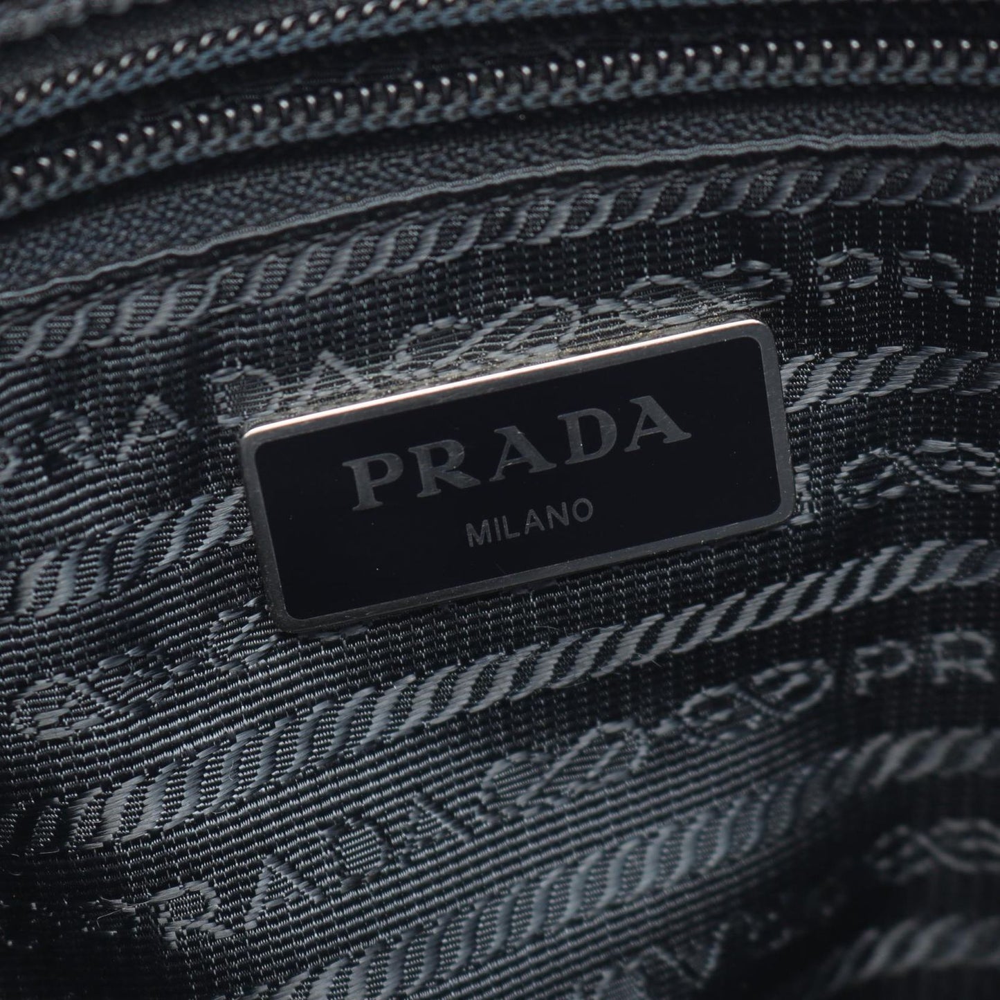 Prada Shoulder Bag Triangle Logo Navy Nylon Saffiano Leather — view 4