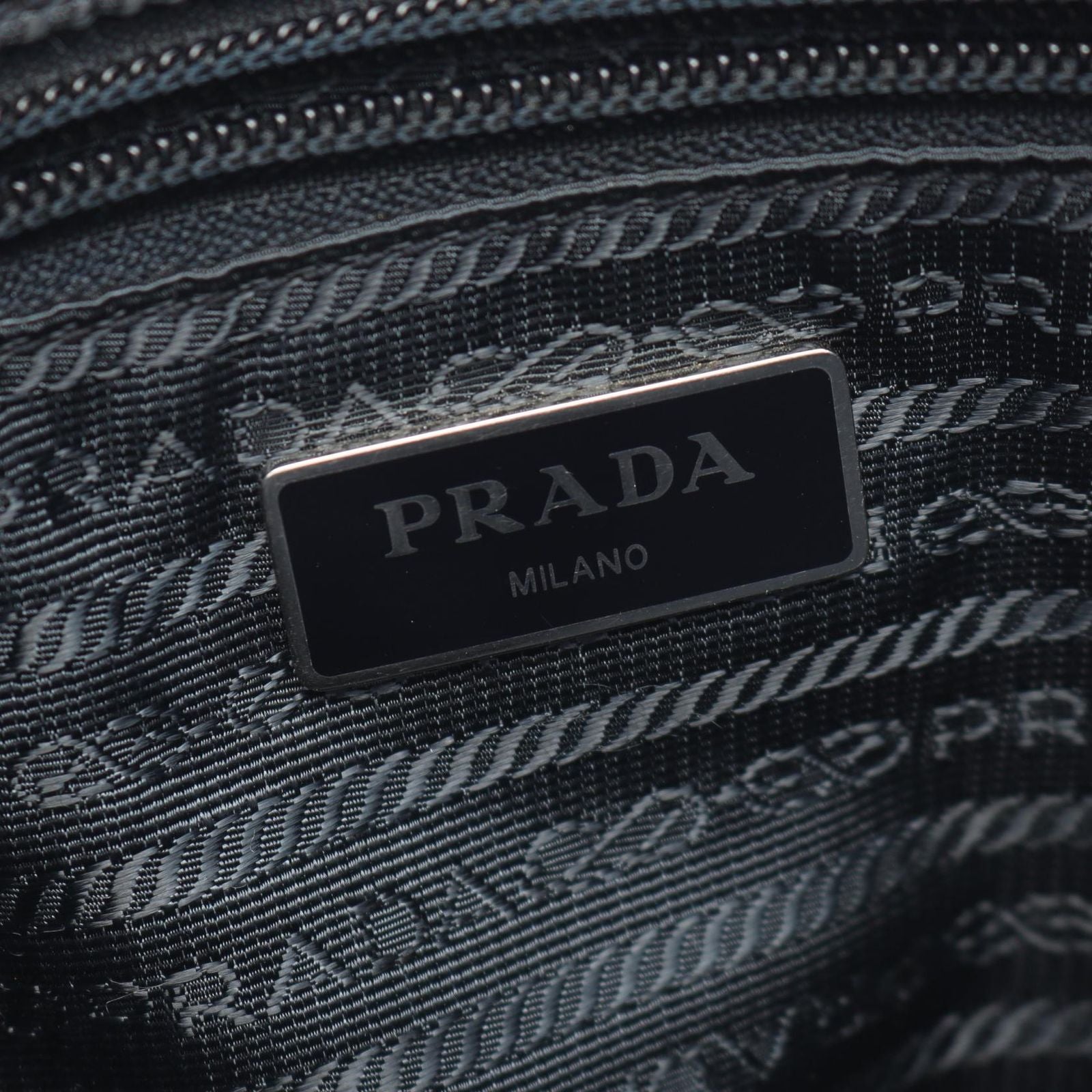 Prada Shoulder Bag Triangle Logo Navy Nylon Saffiano Leather — view 4