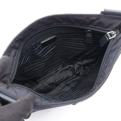 Prada Shoulder Bag Triangle Logo Navy Nylon Saffiano Leather — view 3