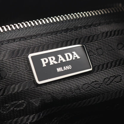 Prada Shoulder Bag Tessuto Saffian Duffle 2-Way Black Nylon Saffiano Leather — view 4