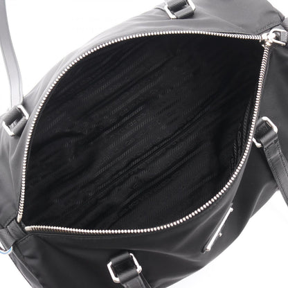 Prada Shoulder Bag Tessuto Saffian Duffle 2-Way Black Nylon Saffiano Leather — view 3