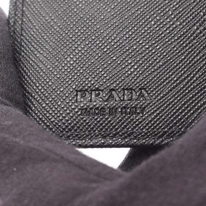 Prada Card Case Saffiano Triang Black Leather — view 4