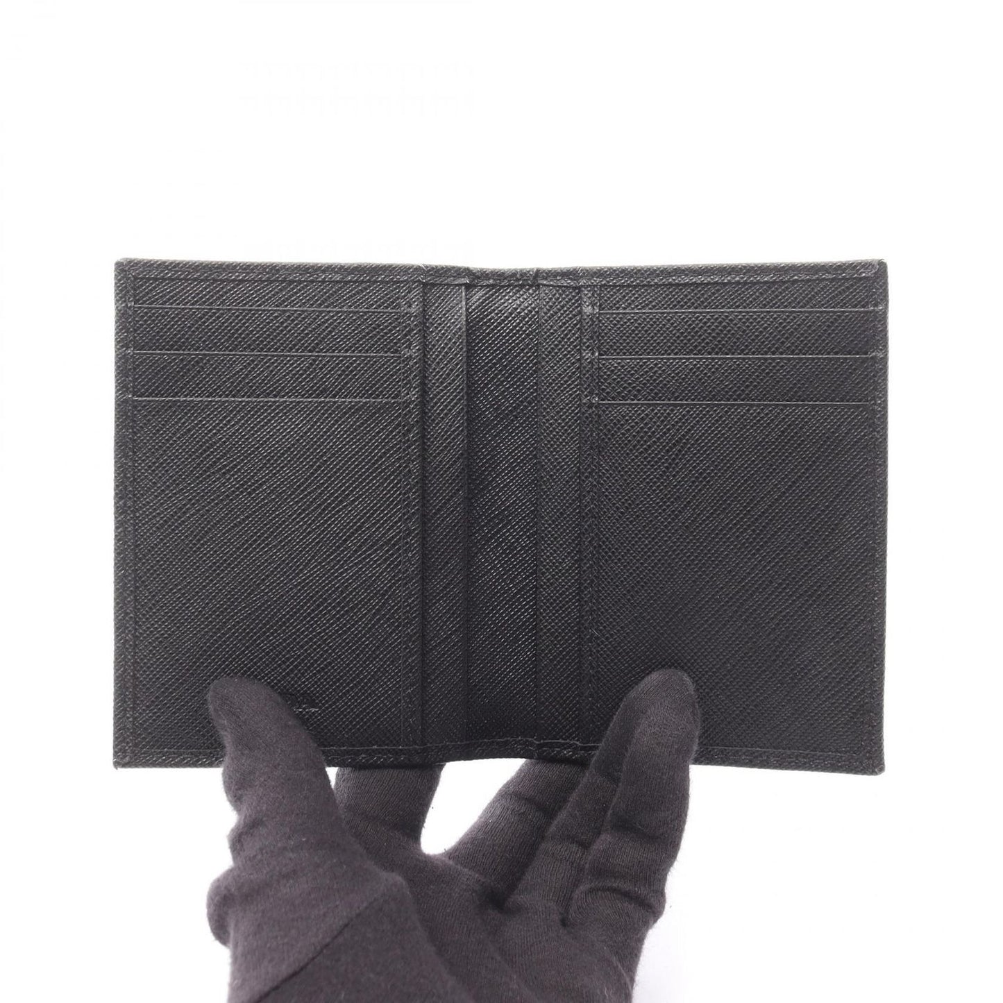 Prada Card Case Saffiano Triang Black Leather — view 3