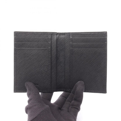 Prada Card Case Saffiano Triang Black Leather — view 3