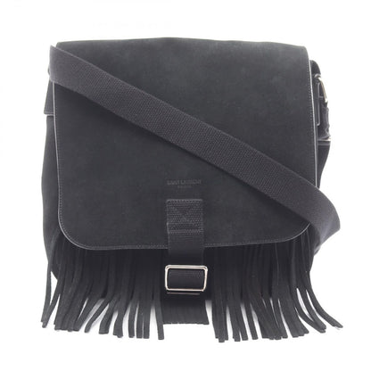 Saint Laurent Paris Shoulder Bag Fringe Black Suede