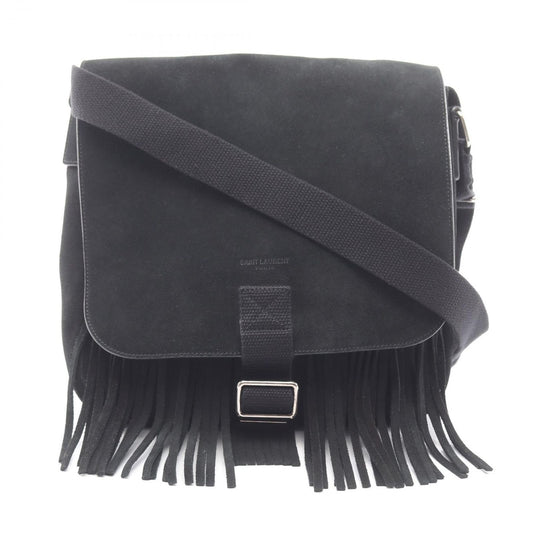 Saint Laurent Paris Shoulder Bag Fringe Black Suede