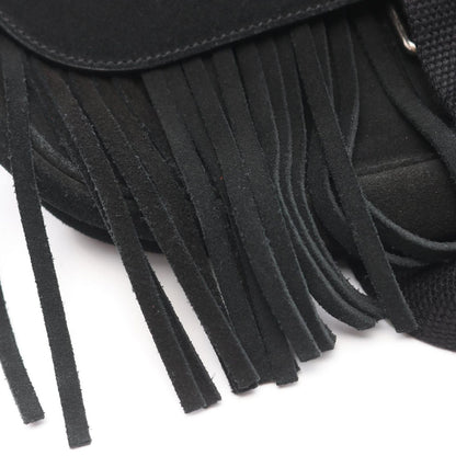 Saint Laurent Paris Shoulder Bag Fringe Black Suede — view 9