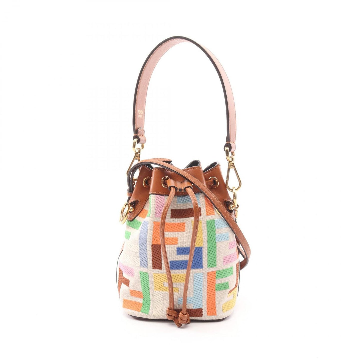 Fendi Handbag Mini Montresor 2-Way Natural Brown Multi Canvas Leather