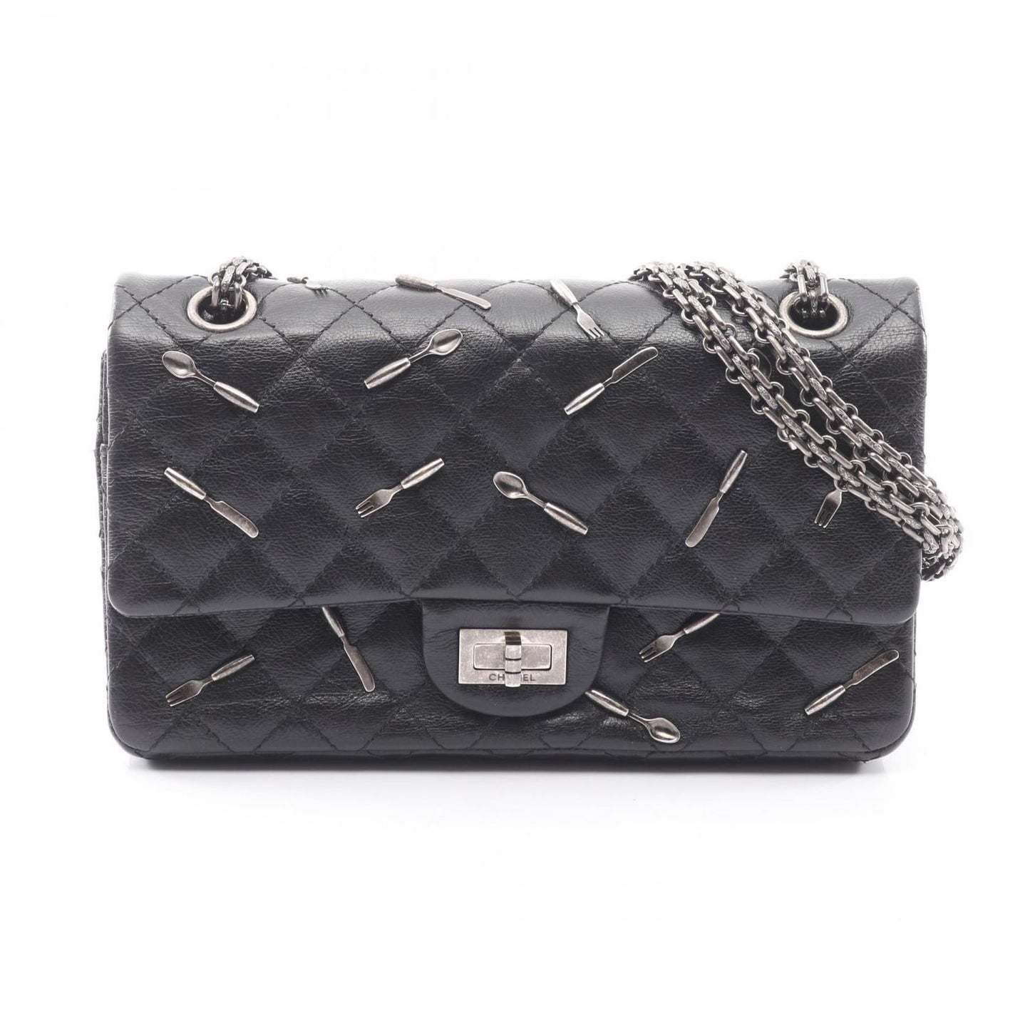 Chanel Shoulder Bag 2.55 Quilted Mademoiselle Chain Double Flap Black Leather