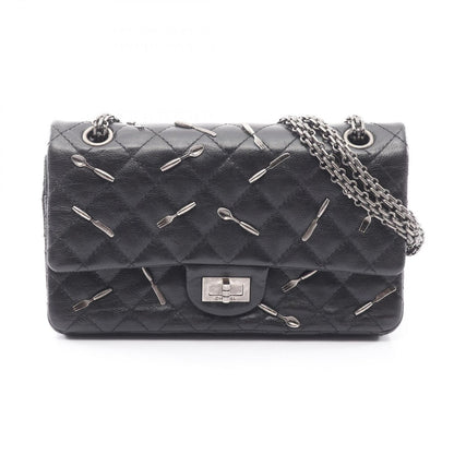 Chanel Shoulder Bag 2.55 Quilted Mademoiselle Chain Double Flap Black Leather