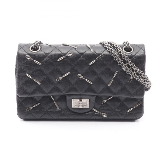 Chanel Shoulder Bag 2.55 Quilted Mademoiselle Chain Double Flap Black Leather
