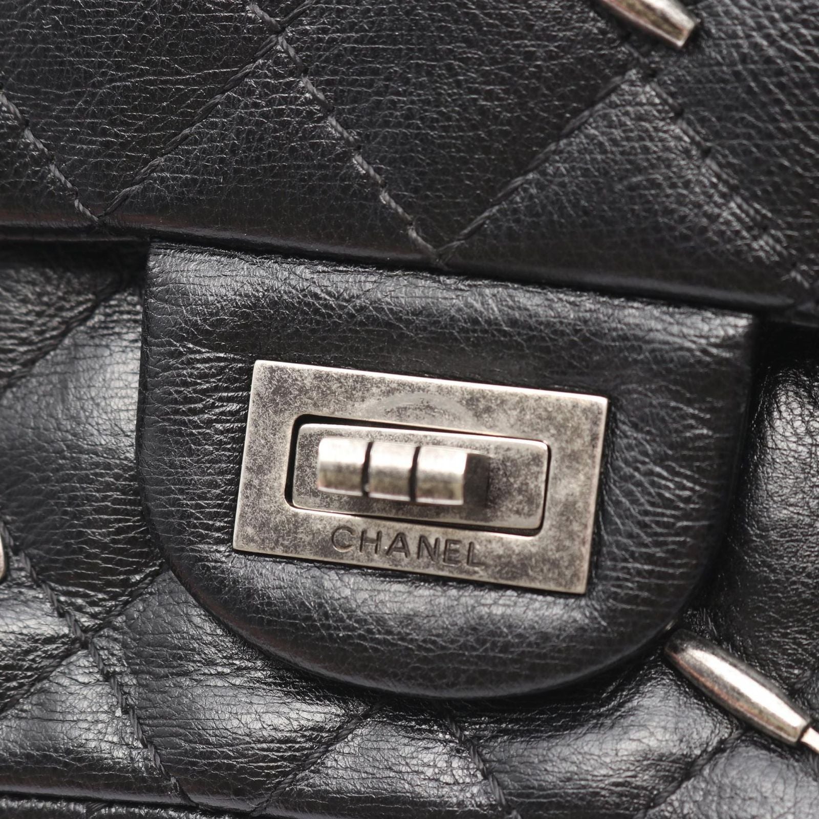 Chanel Shoulder Bag 2.55 Quilted Mademoiselle Chain Double Flap Black Leather — view 7