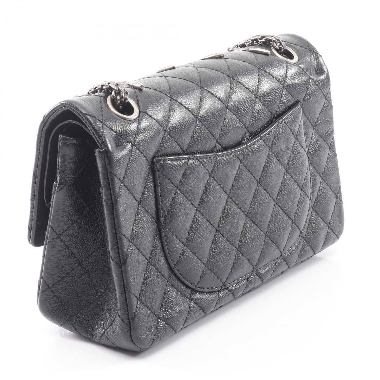 Chanel Shoulder Bag 2.55 Quilted Mademoiselle Chain Double Flap Black Leather — view 2