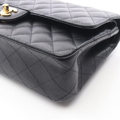 Chanel Shoulder Bag Quilted Double Flap Black Caviar Leather Chain — view 6