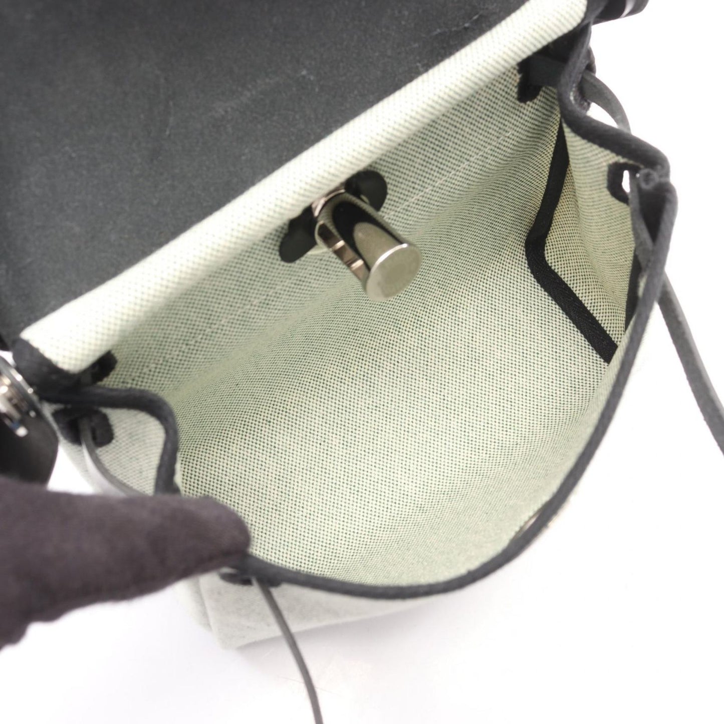 Hermes Shoulder Bag Herbag Zip Mini Black Vert Moyane Canvas Leather — view 3