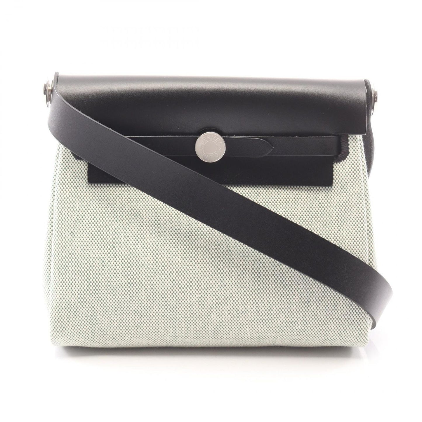 Hermes Shoulder Bag Herbag Zip Mini Black Vert Moyane Canvas Leather