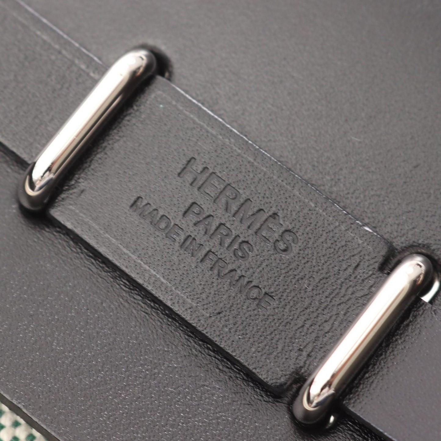 Hermes Shoulder Bag Herbag Zip Mini Black Vert Moyane Canvas Leather — view 4