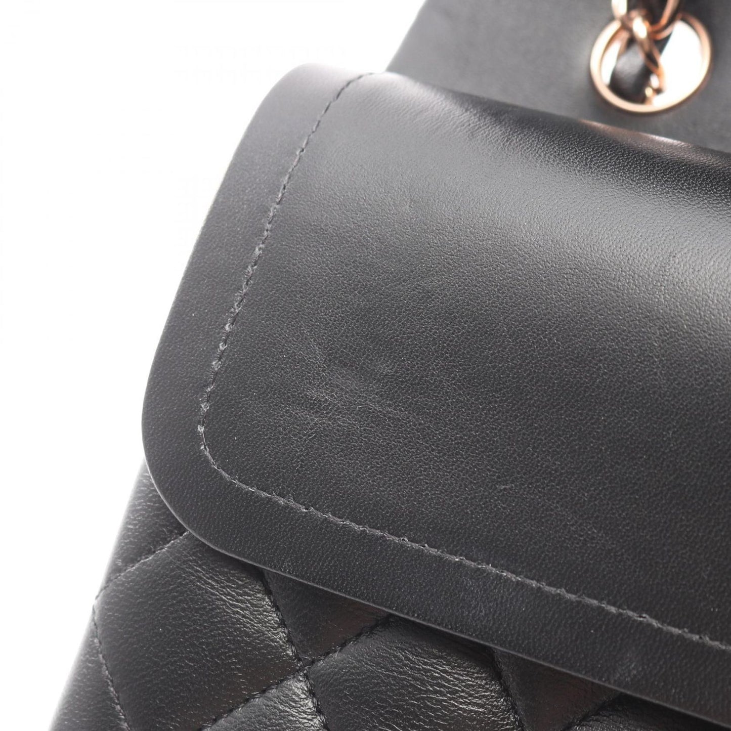 Chanel Shoulder Bag Quilted Double Flap Pink Gold Black Lambskin Chain — view 9