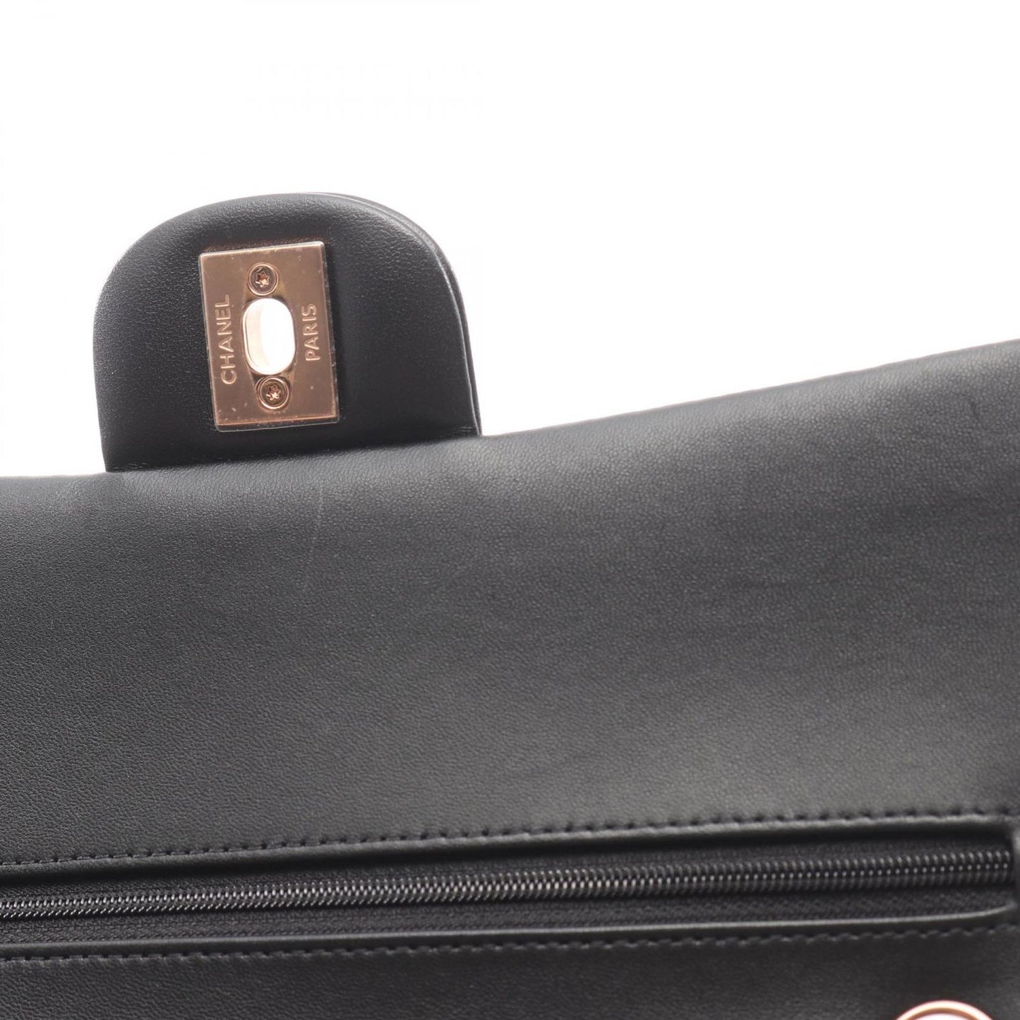 Chanel Shoulder Bag Quilted Double Flap Pink Gold Black Lambskin Chain — view 7