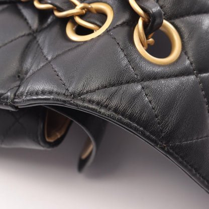 Chanel Shoulder Bag Quilted Double Flap Icon Charm Black Lambskin Chain — view 9
