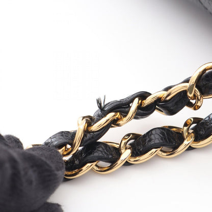 Chanel Shoulder Bag Quilted Double Flap Black Caviar Leather Chain — view 6