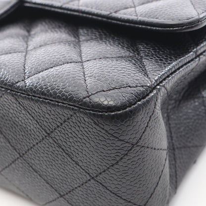 Chanel Shoulder Bag Quilted Double Flap Black Caviar Leather Chain — view 7