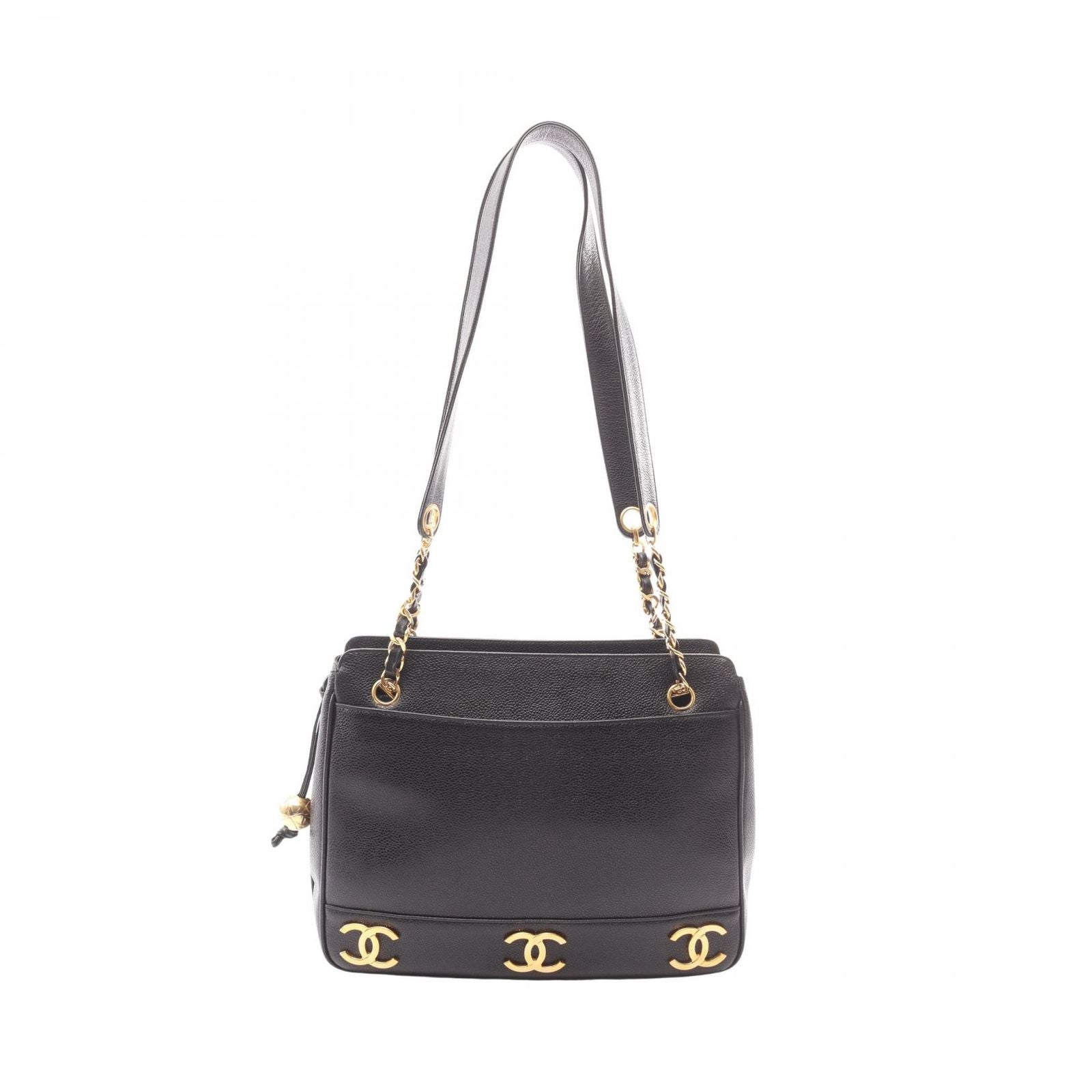 Chanel Tote Triple CC Logo Black Caviar Leather Coco
